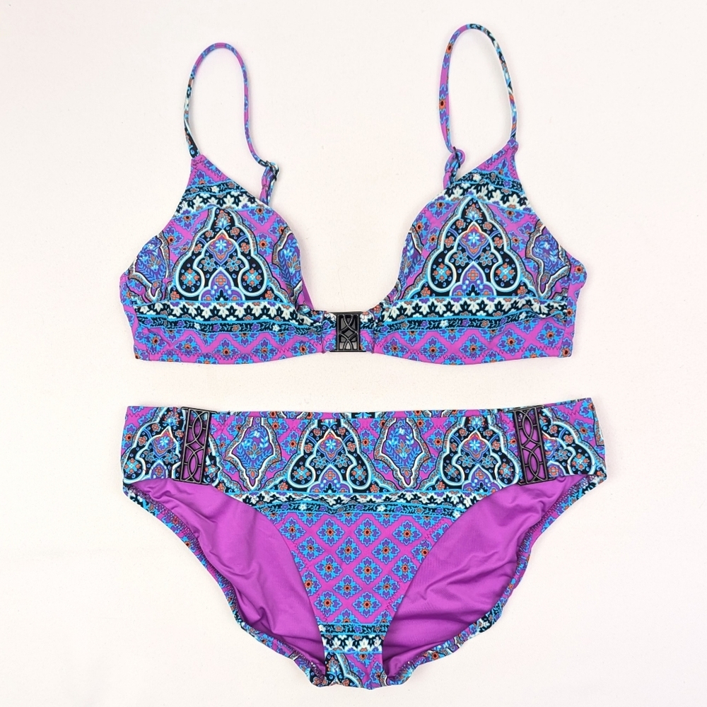 Nanette Lepore Bikini Swimsuit Triangle Top Moroccan Medallion Multicolor Small